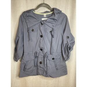 Ann Taylor LOFT Women's Slate Blue Tab Sleeve Lightweight Utility Jacket Small